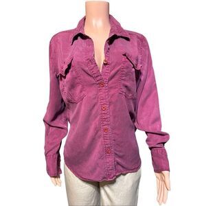 Pulp Women’s long sleeve tencel button-down burgundy shirt top M